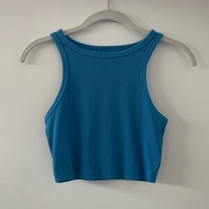 Blue Sleeveless Ribbed Women's Top